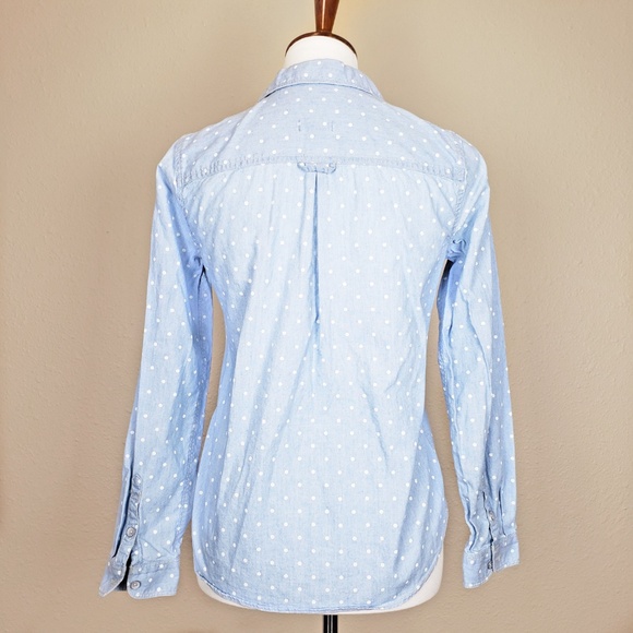 Madewell Chambray Polka Dot Button Down Shirt XS - Picture 3 of 8